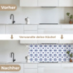 Modern - Patroon - Blauw - Roze keuken achterwand 2 middel 871 -voor-na_DE