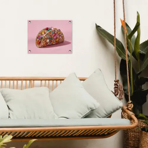 Taco - Kleurrijk - Edelstenen - Goud tuinposter los doek klein -sfeer7