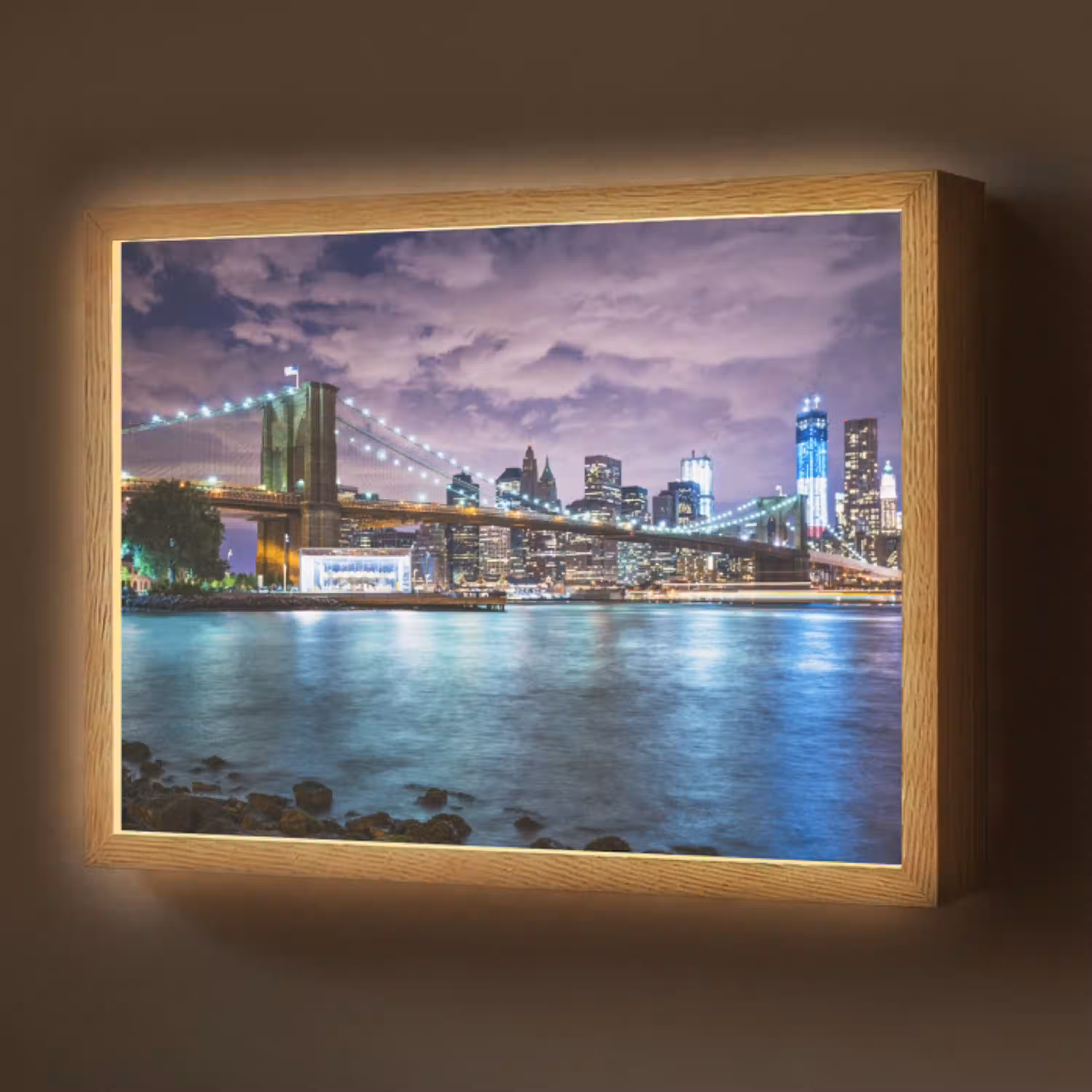 New York - Skyline - Stad - Kleuren Light Box met batterij (Wandlamp) middel -z3d_website