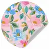 Blauw - Roze - Bloemen Wandcirkel behangsticker klein -3d
