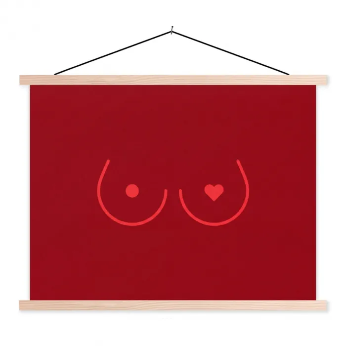Minimalistisch - Lijnillustratie - Rood textielposter latten blank klein -3d