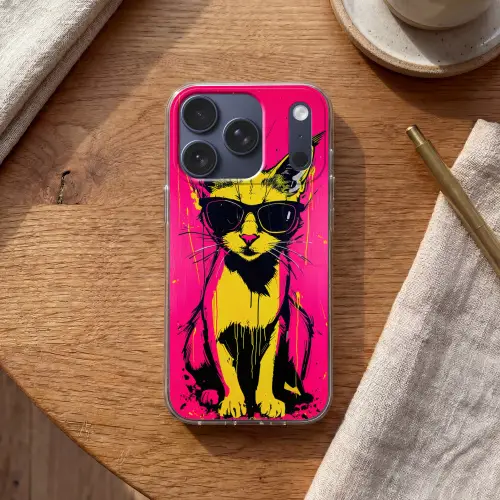 Kat - Art - Zonnebril - Roze Telefoonhoesje iPhone 17 Pro klein -sfeer1
