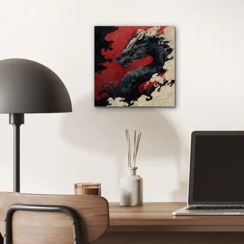 Zwarte draak - Rookwolken - Rood aluminium wit klein -sfeer5