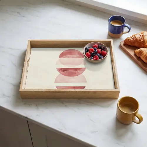 Minimalistisch - Cirkels - Roze Dienblad Rechthoek middel -sfeer2