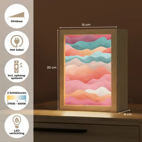 Golven - Kleurrijk - Abstract Light Box met kabel klein -USP_NL
