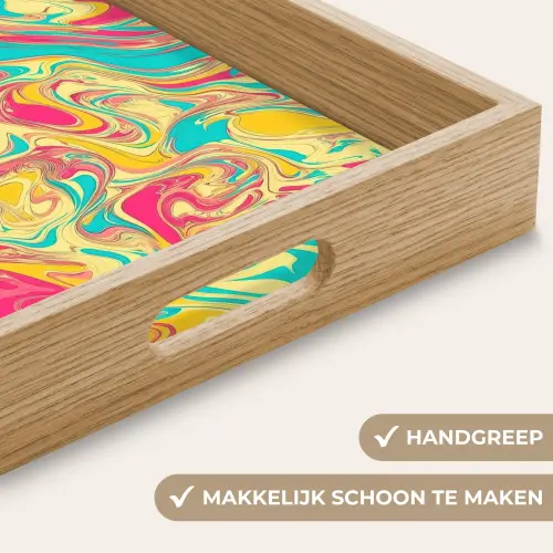 Geel - Roze - Blauw - Retro Dienblad Rechthoek middel -USP_HandgreepNL