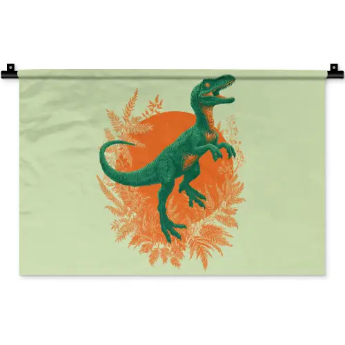 Dinosaurus - Groen - Planten - Cirkel Wandkleed katoen klein -zz3d