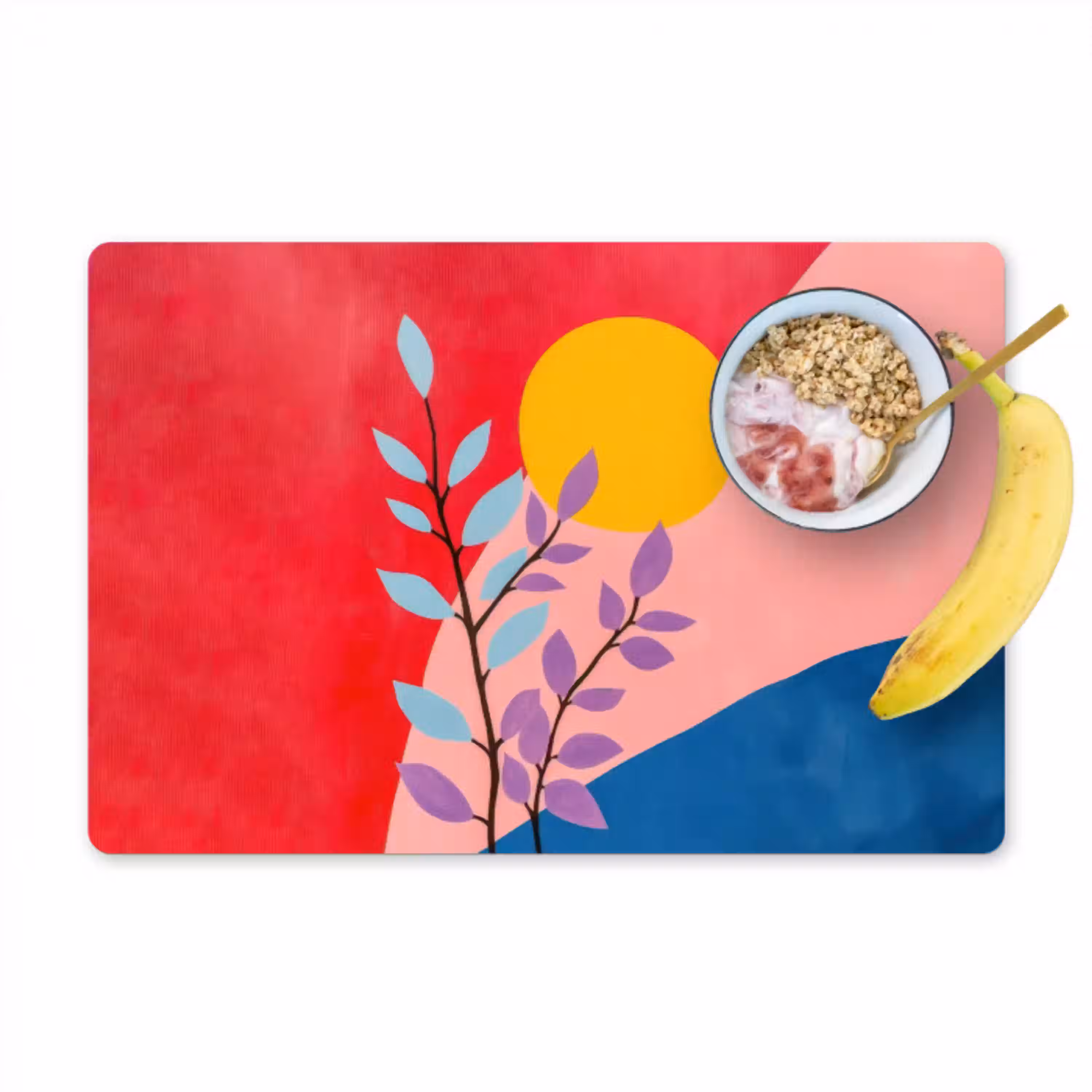 Bladeren - Zon - Abstracte vormen Placemat vinyl groot -zzzproduct_Kitchenyeah-website