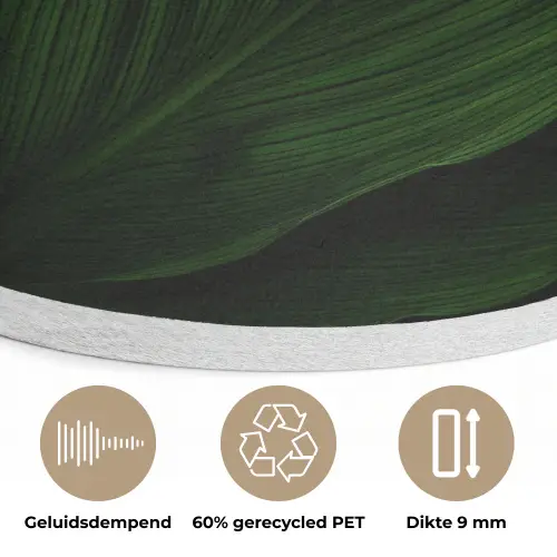 Bladeren - Schaduw - Groen - Textuur Akoestische PET Vilt - Rond klein -closeup_NL