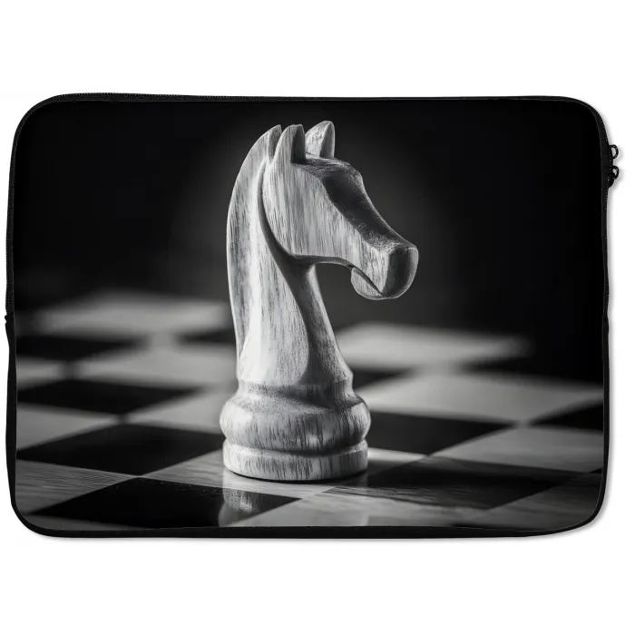 Paard - Hout - Schaalbord - Zwart laptophoes neopreen klein -zkaufland3dotto