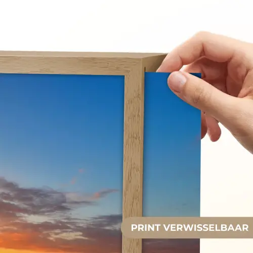 Bloemen - Zonnebloem - Zonsondergang - Nacht - Oranje Light Box met batterij (Wandlamp) middel -USP_websiteprintNL