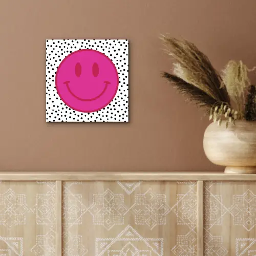 Smiley - Roze - Stippen aluminium wit klein -sfeer4