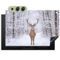 Hert - Winter - Bos - Natuur - Wit Inductie beschemer met haakjes klein -3d