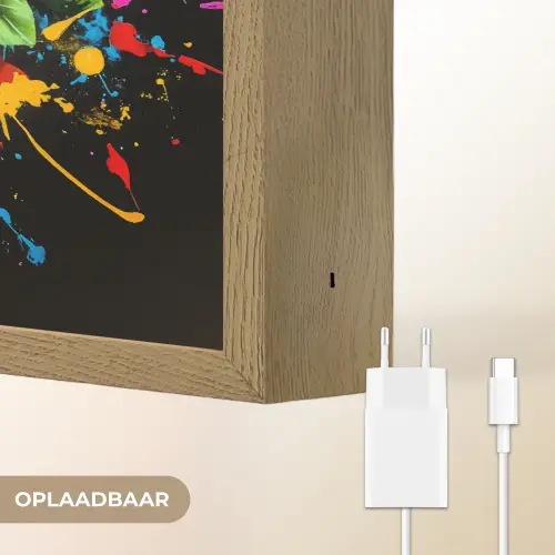 Spaghetti - Graffiti - Verf - Kleurrijk - Eten - Modern Light Box met batterij (Wandlamp) middel -USP_websiteoplaadbaarNL