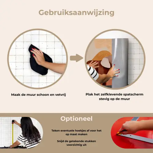 Olifanten - Oranje - Abstract keuken achterwand spatscherm klein -gebruiksaanwijzing_NL
