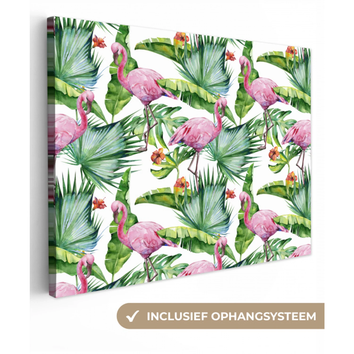 Inductie beschermer - Flamingo - Bladeren - Afdekplaat voor kookplaat - Tropisch canvas 2cm klein -3d