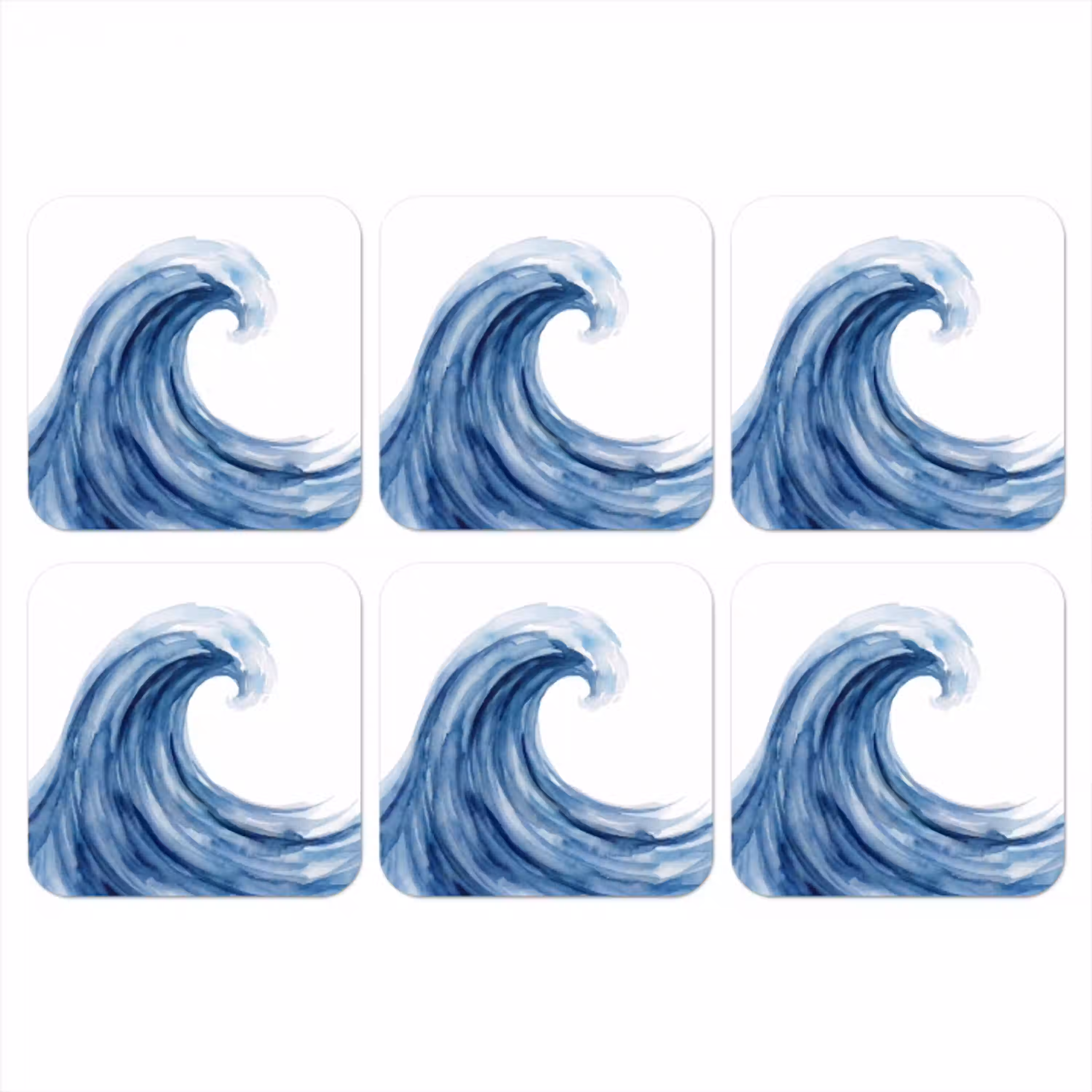 Water - Beweging - Natuur - Modern - Blauw onderzetter kurk middel -3d