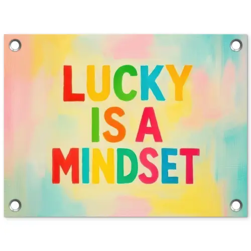 Quote - Lucky - Regenboogkleuren tuinposter los doek klein -3d
