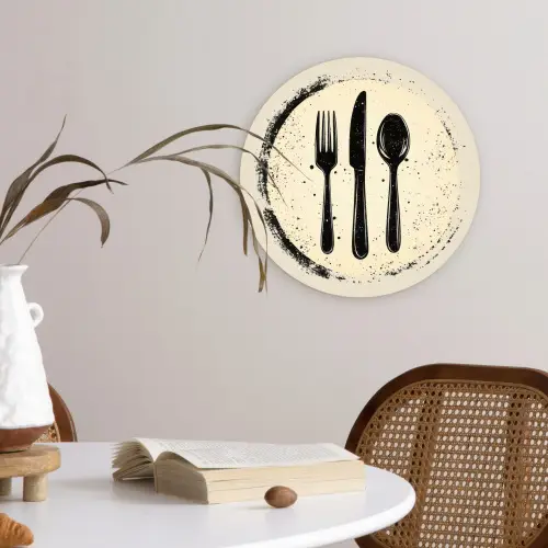 Zwart - Bestek - Rondje Wandcirkel kunststof plaat 5mm dik klein -sfeer4
