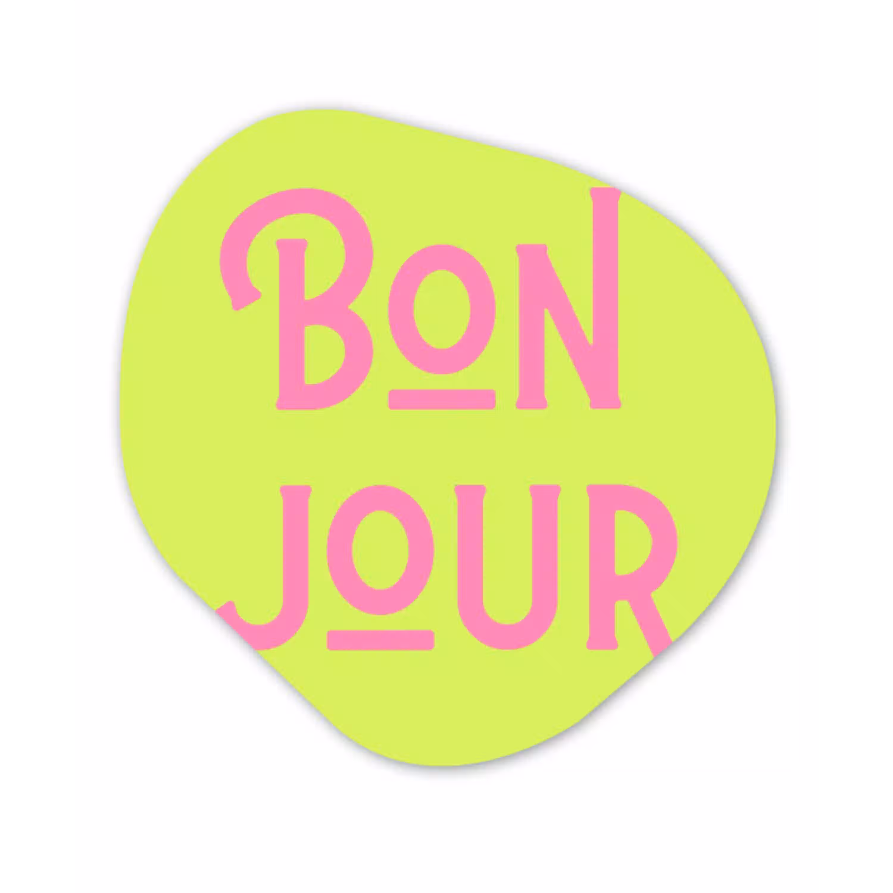 Groen - Roze - Bonjour - Art Wandcirkel Organisch Plexiglas middel -3d