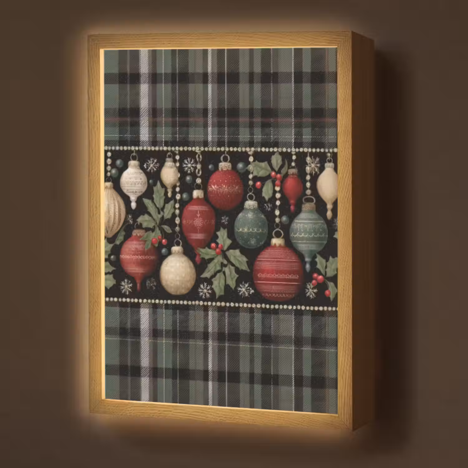 Lightbox - Wandlamp - Kerstballen - Rood - Hulsttakken - Patroon