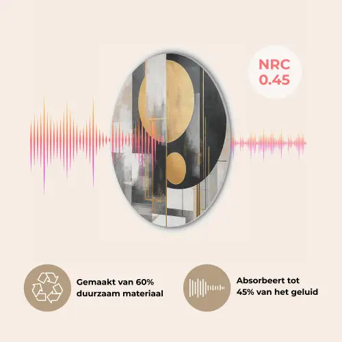 Abstract - Goud - Zilver - Vormen - Aesthetic - Modern Akoestische PET Vilt - Rond klein -USP_NL