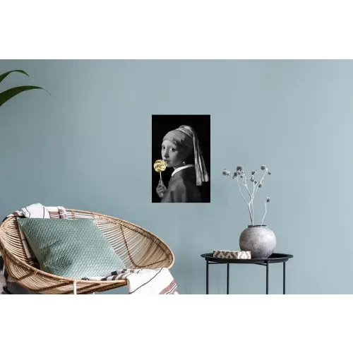 Meisje met de parel - Johannes Vermeer - Lolly - Goud Muursticker klein -plant