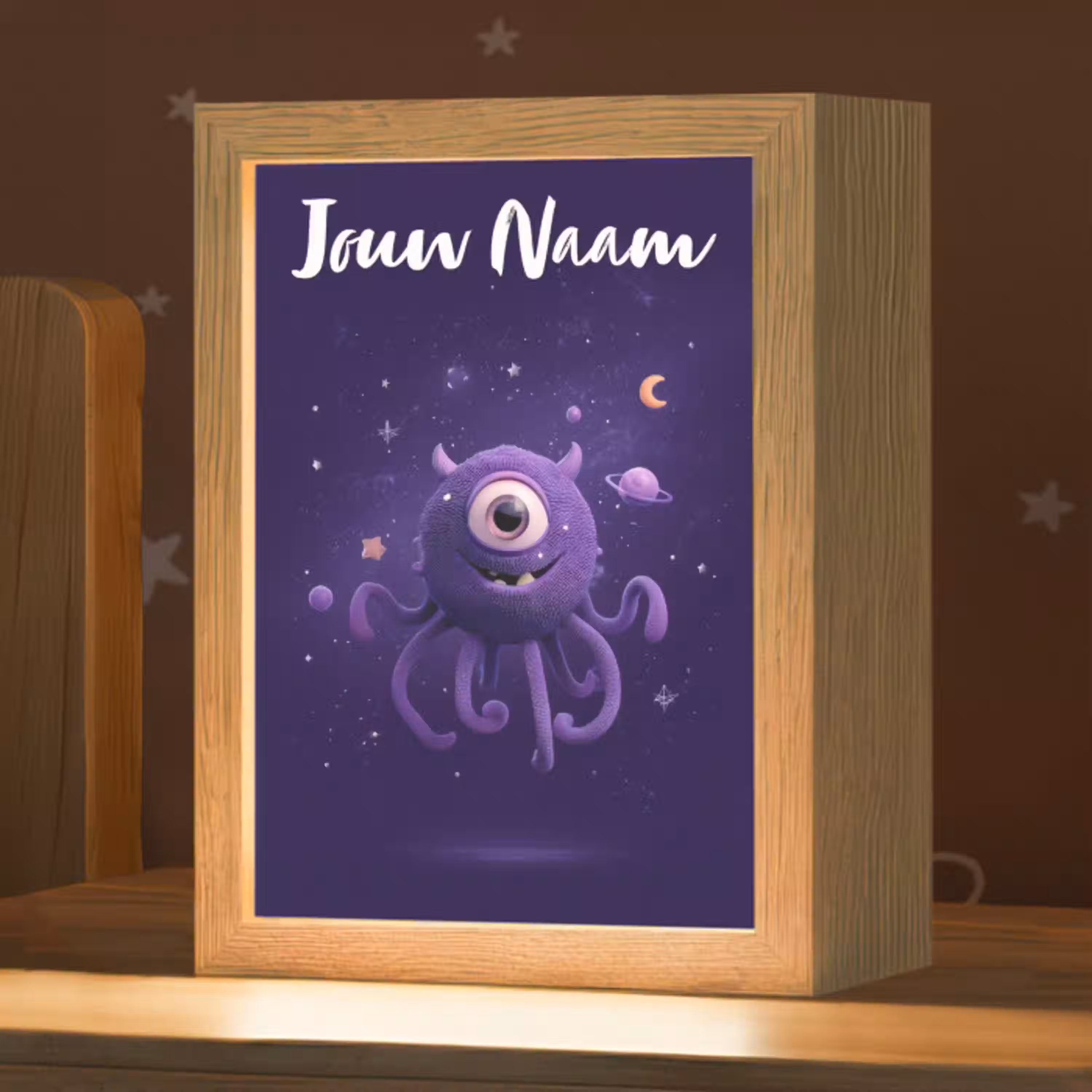 Monster - Paars - Ruimte Light Box met kabel (Kinderlampje) klein -zzz_3d_website
