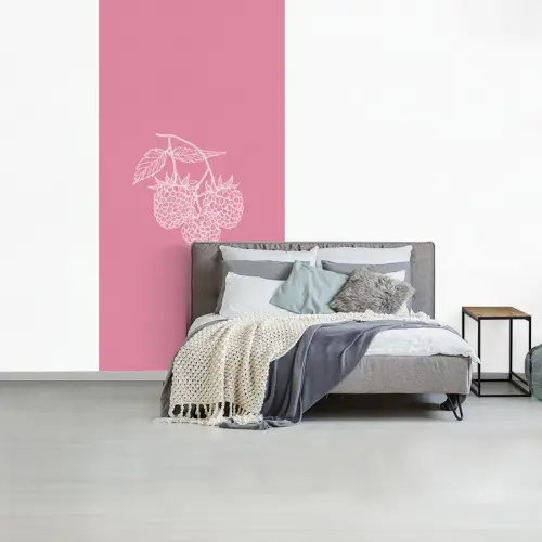 Frambozen - Steel - Getekend - Roze fotobehang vinyl groot -slaapkamer