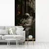 Café - Croissant - Koffie - Astronaut fotobehang vinyl groot -woonkamer