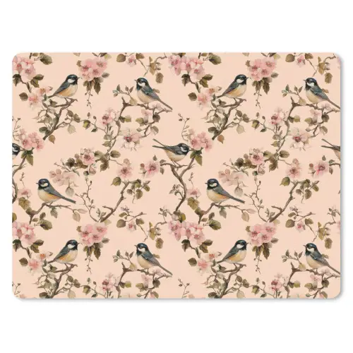 Bloesem - Koolmees - Roze muismat rubber klein 262 -3d