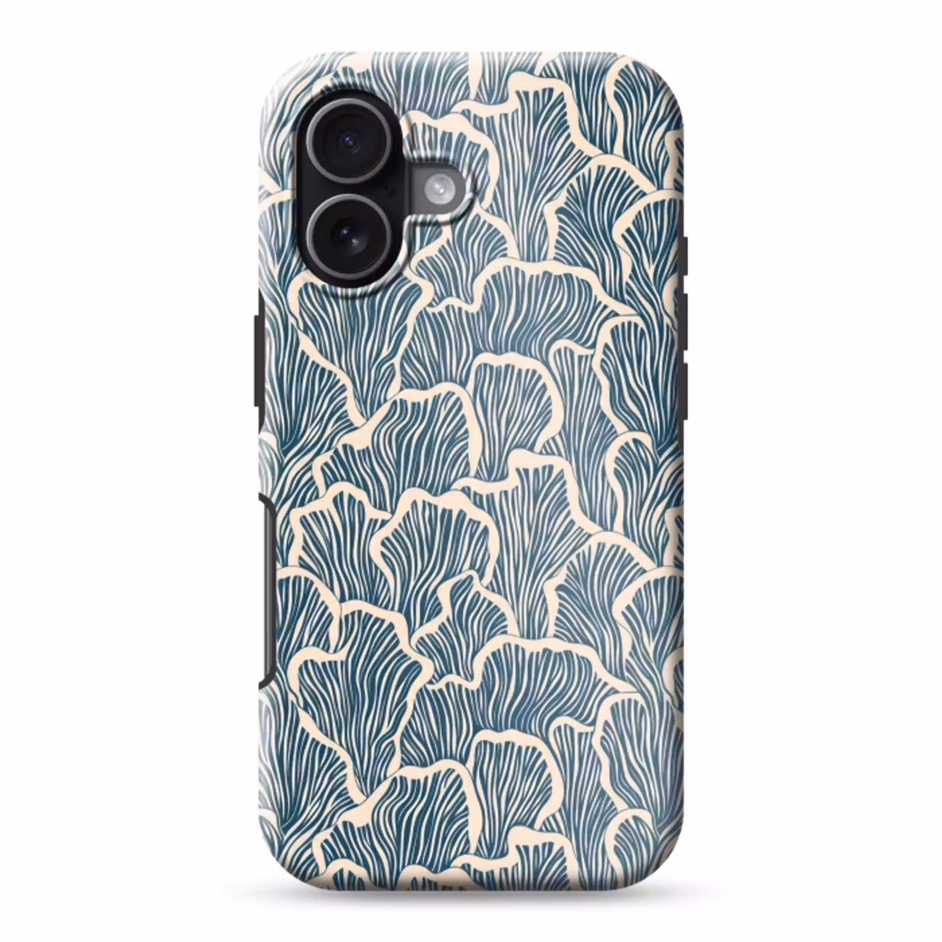 Organisch - Blauw - Crème - Schelpen Toughcase MagSafe Apple iPhone 17 klein 1017 -3d