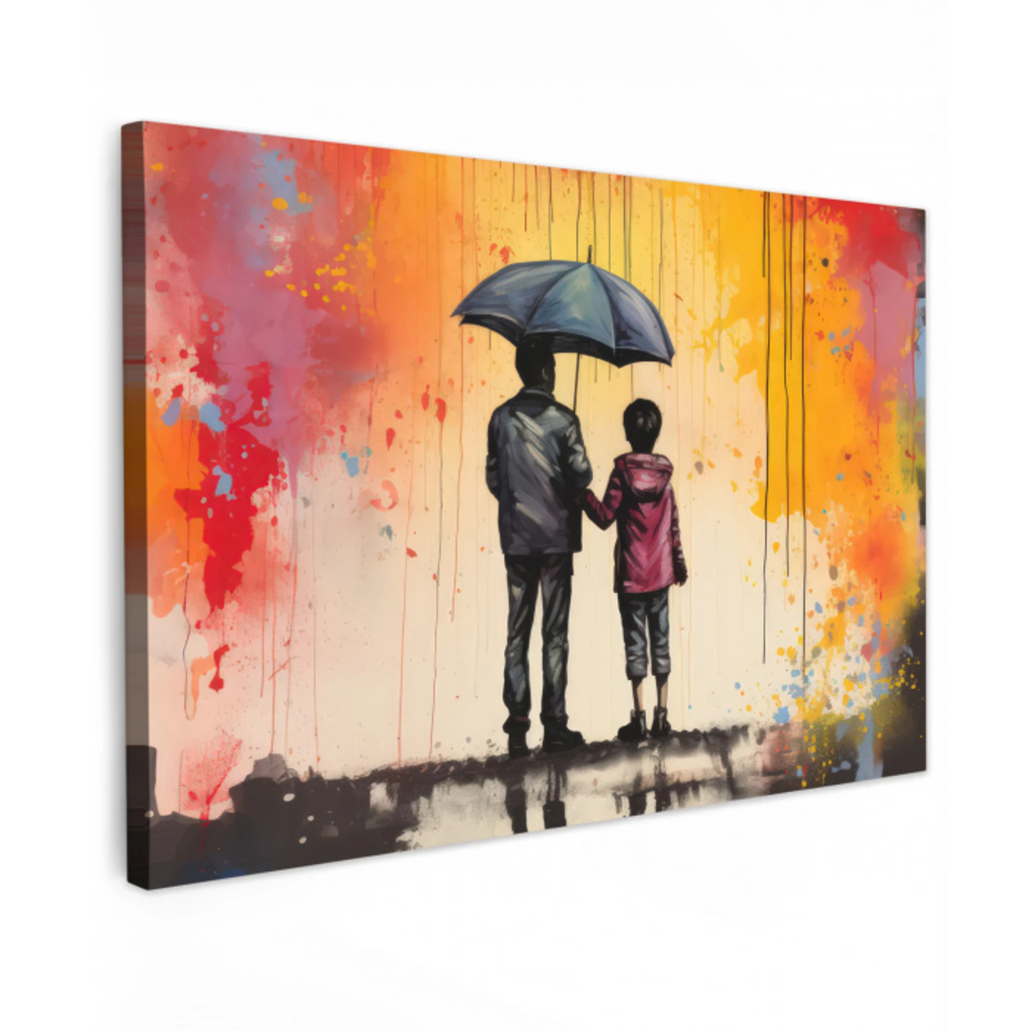 Graffiti - Paraplu - Mensen - Kleuren - Kunst canvas 2cm klein -z3d