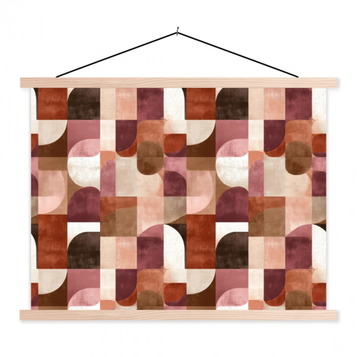Geometrie - Modern - Retro textielposter latten blank klein 122 -3d