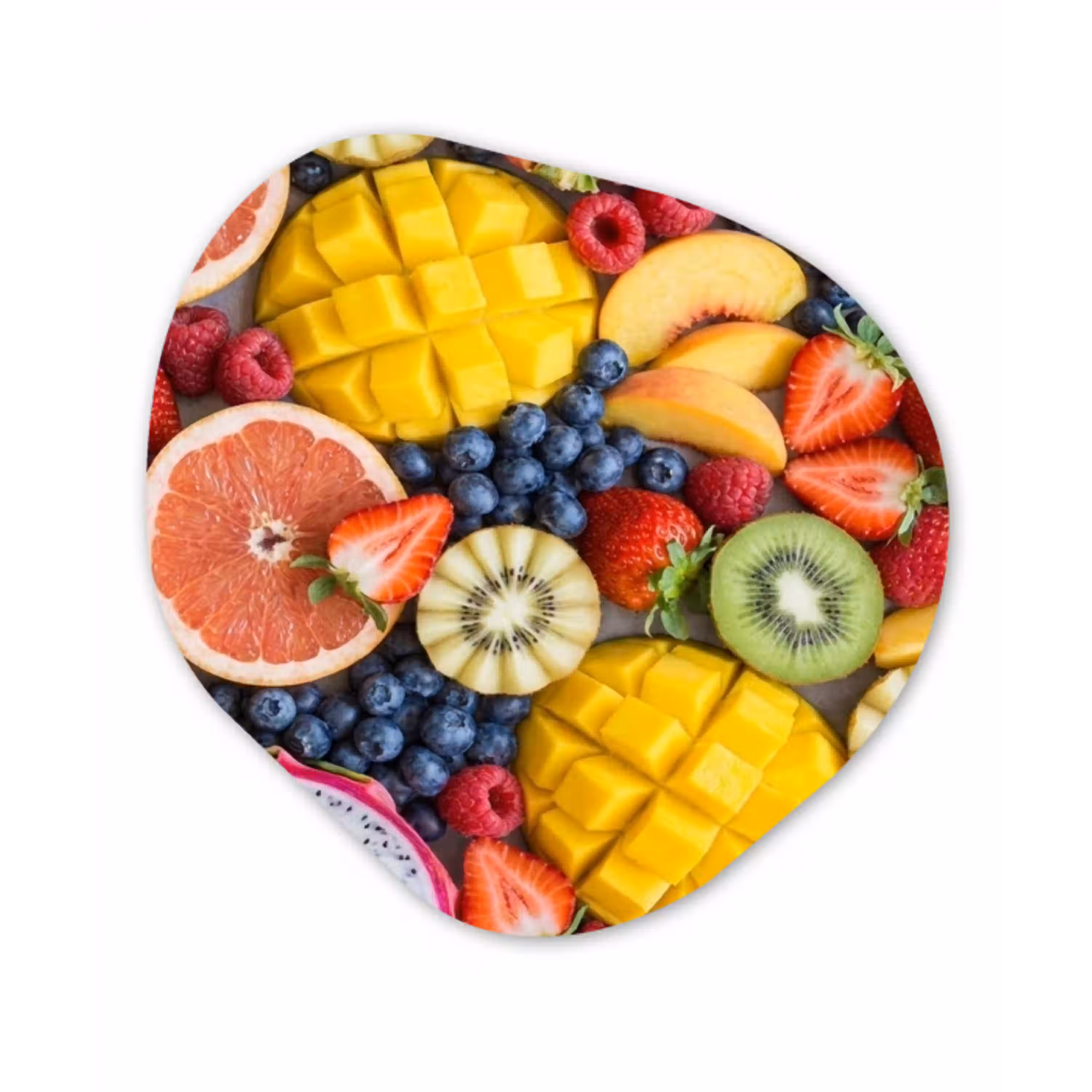 Fruit - Versneden - Kleurrijk - Eten - Gezond Wandcirkel Organisch Aluminium middel -3d