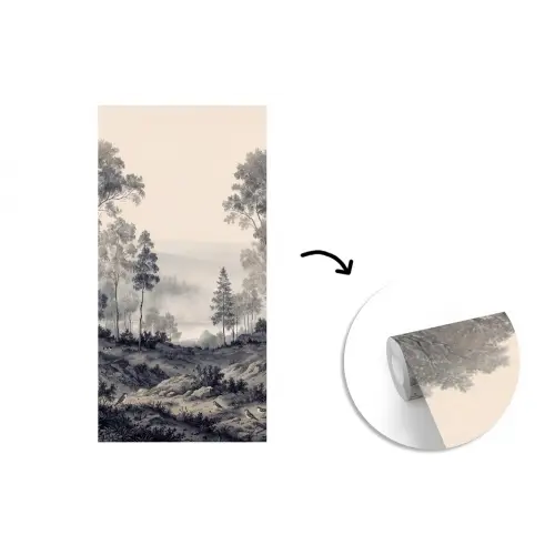Mistig - Berglandschap - Illustratie fotobehang vinyl groot -3d