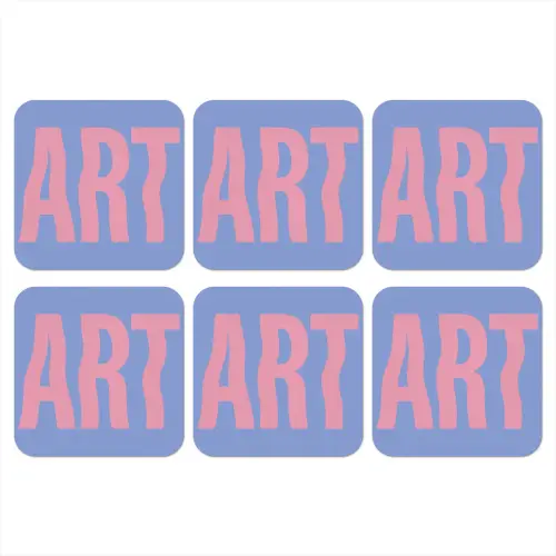 Art - Roze - Blauw onderzetter kurk middel -3d