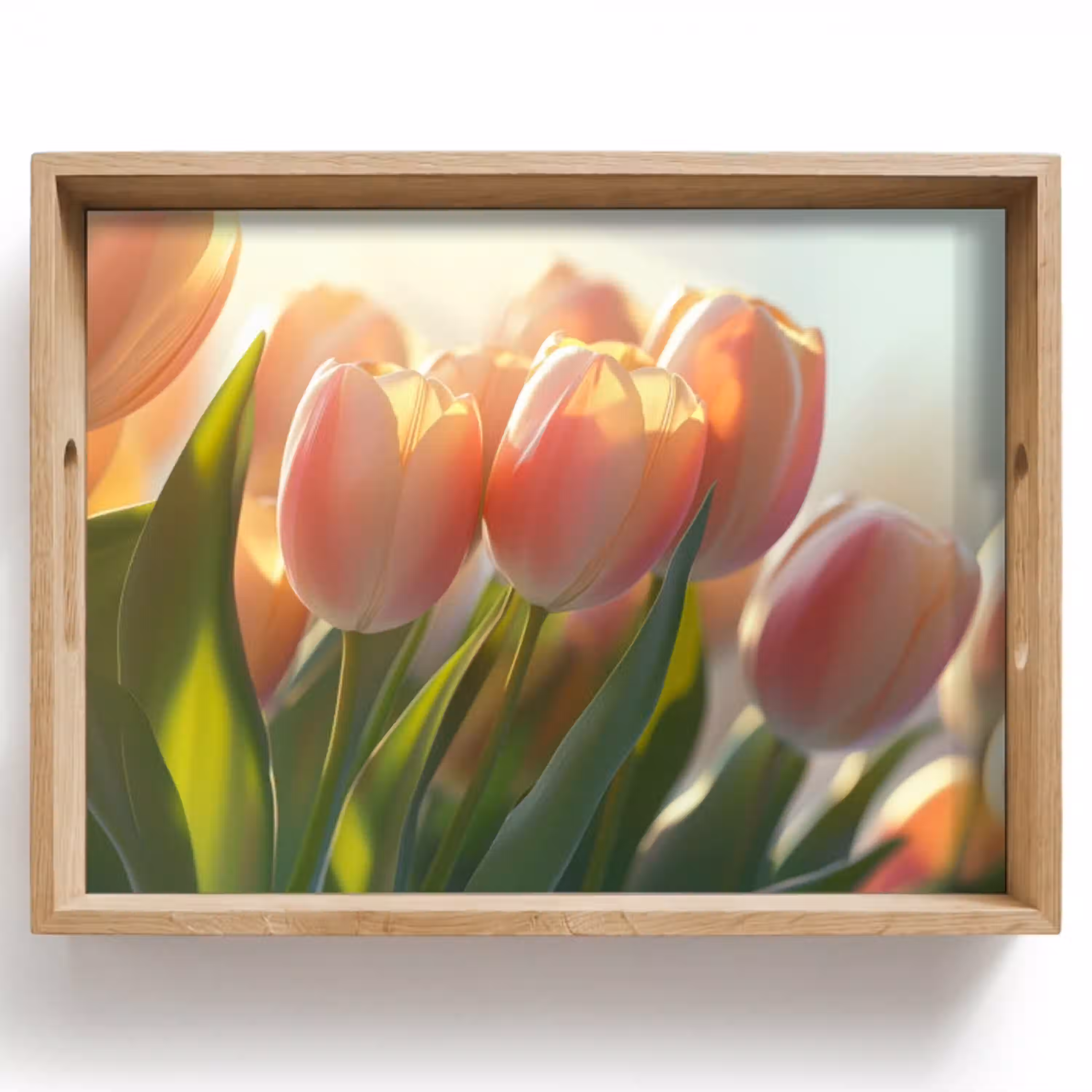 Tulpen - Roze - Zonnestralen Dienblad Rechthoek middel -z3d_shopping
