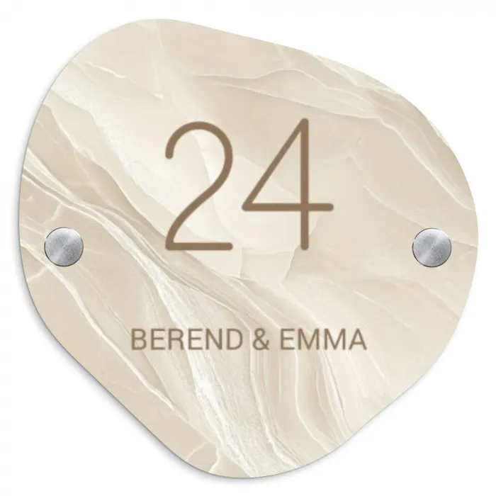 Beige - Marmer - Klassiek Naambord Organisch middel -3d