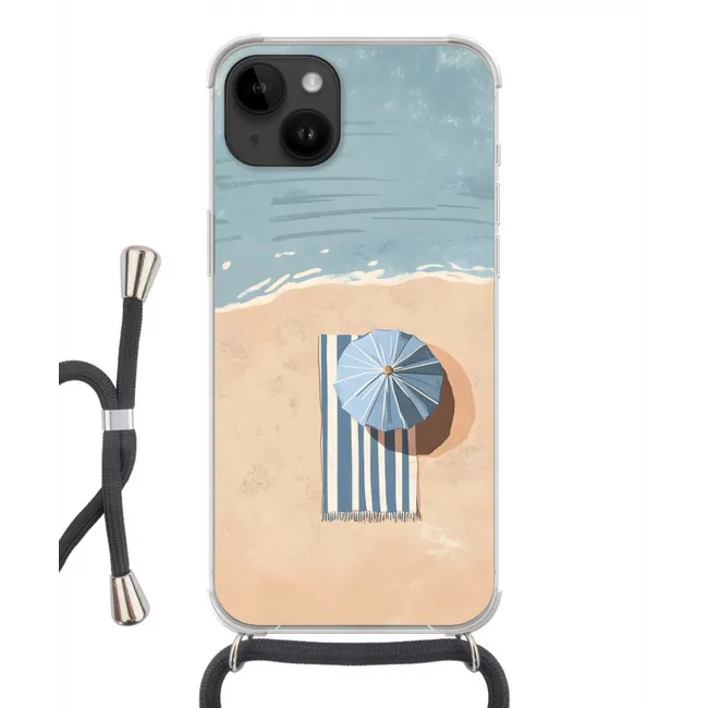 Handyhülle mit Band - Strandtuch - Streifen - Sonnenschirm - Strand
