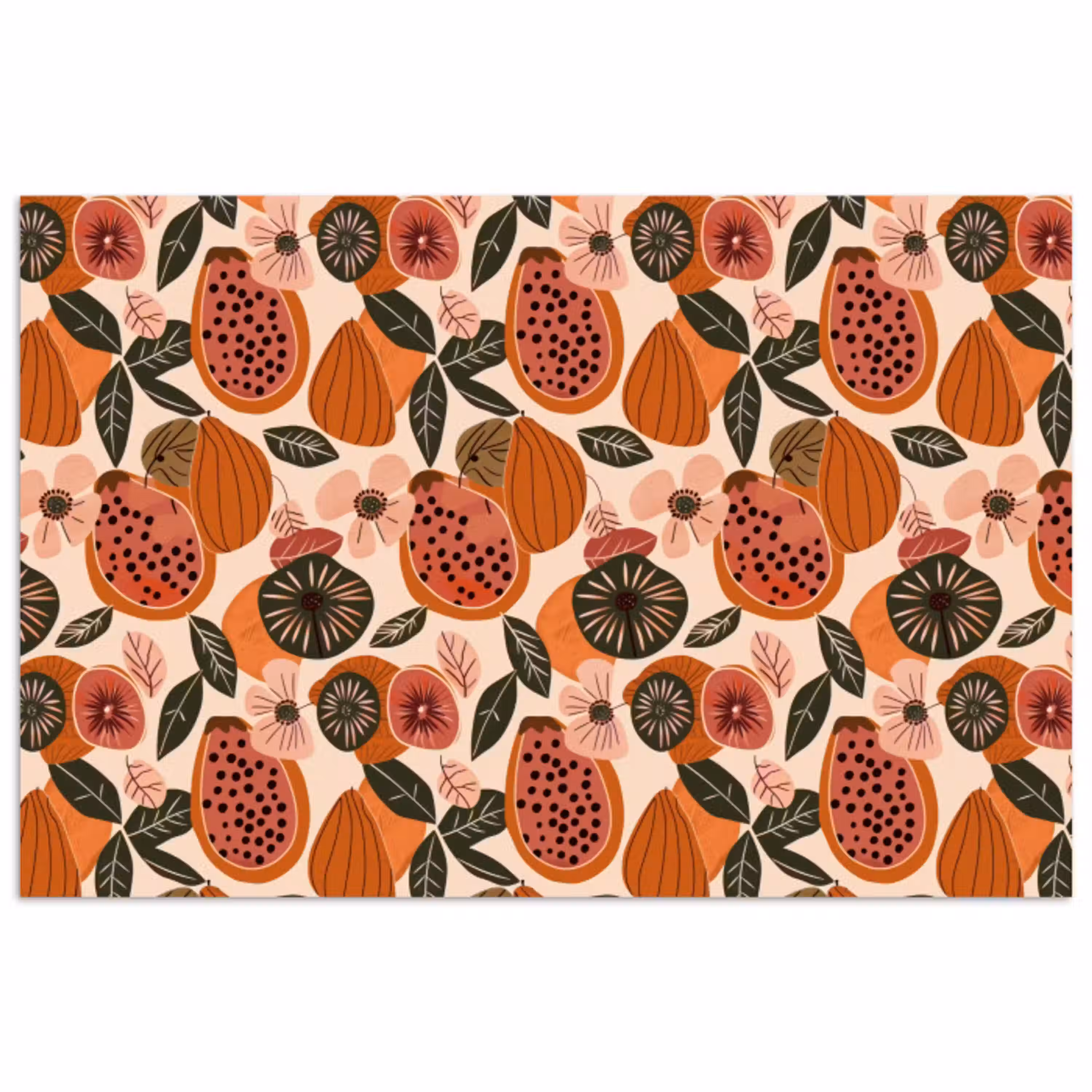 Papaja - Bloesem - Oranje poster papier klein 62 -3d