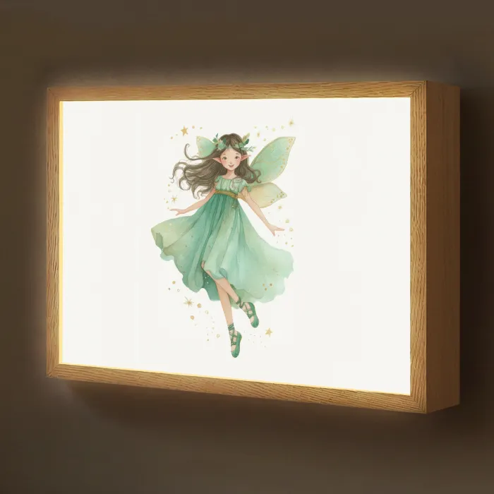 Bosfee - Groen - Sprookje Light Box met batterij (Wandlamp kind) middel -z3d_website