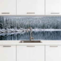 Bos - Reflectie - Meer - Winter - Serene keuken achterwand 2 middel -3d