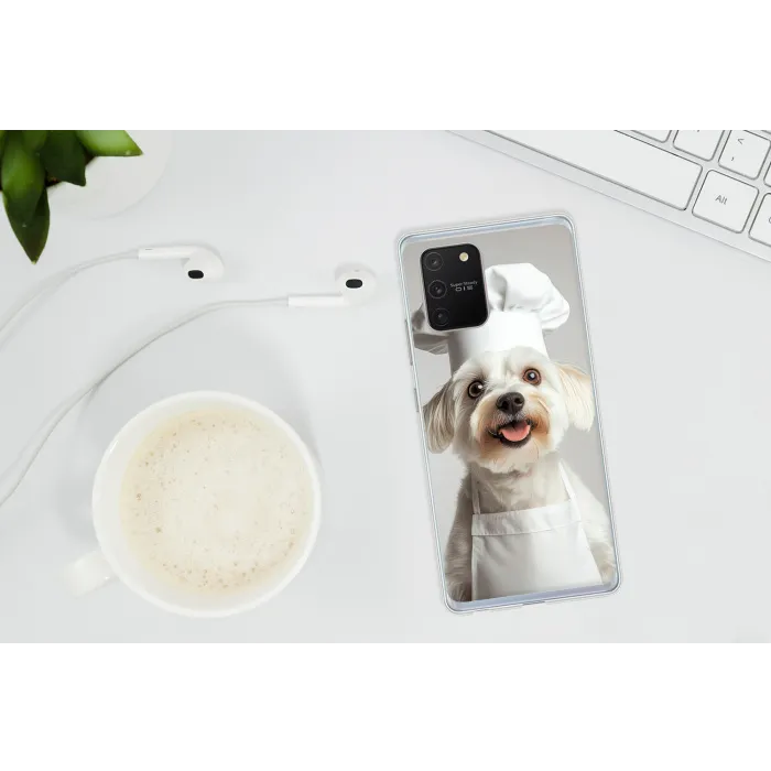 Hond - Wit - Kok Telefoonhoesje Samsung Galaxy S10 Lite klein -oordopS10Lite