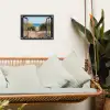 Doorkijk - Strand - Zee - Zand - Water - Helmgras - Duinen tuinposter los doek klein -sfeer7