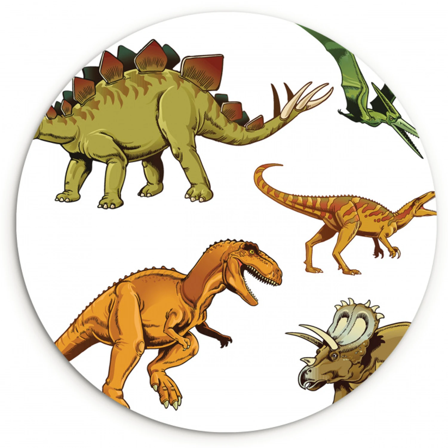 Dinosaurus - Tekening - Kinderen - Jongens - Kinderen Wandcirkel kunststof plaat 5mm dik klein -3d
