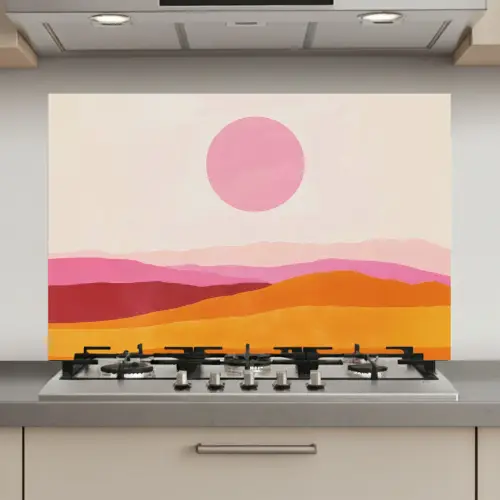 Heuvels - Oranje - Zon - Abstract keuken achterwand spatscherm klein -3d_website