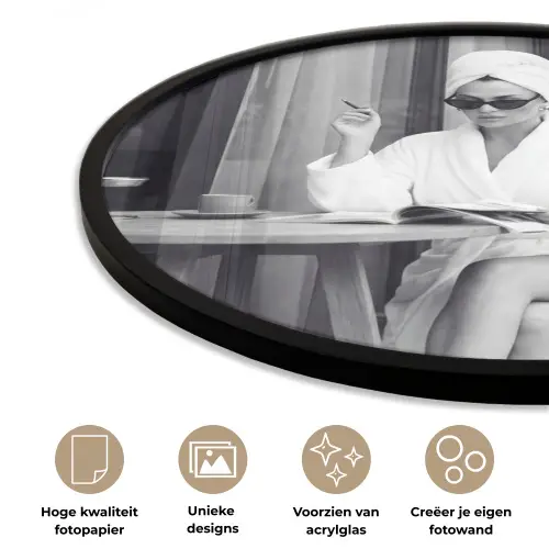 Modern - Vrouw - Zwart - Wit Fotolijst rond zonder passe partout klein -closeup_NL