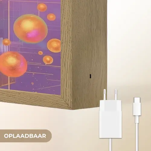 Abstract - Vrouw - Bloemenkroon - Goud Light Box met batterij (Wandlamp) middel -USP_websiteoplaadbaarNL