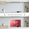 Sierlijk - Bloem - Roze - Glazen keuken achterwand spatscherm klein -voor_na_DE